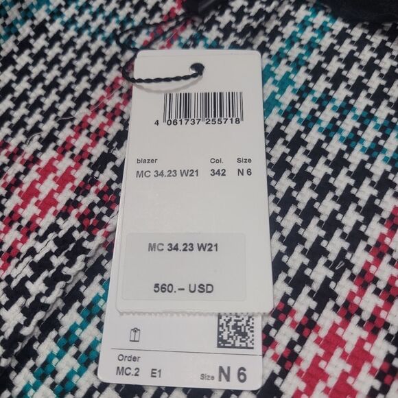 NWT Marc Cain Houndstooth Raw Hem  Blazer STATEMENT PIECE - Picture 7 of 12